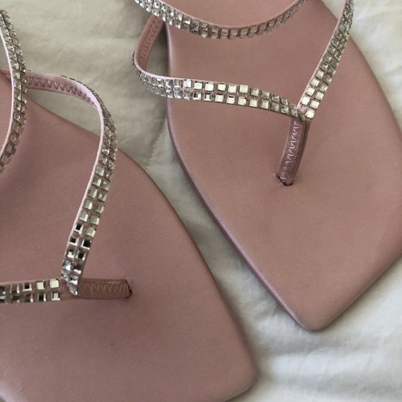 Jeffrey Campbell Vineze-2 SZ 10 Slide Flat Sandal in Pink Satin~ Sparkles. - Picture 3 of 9